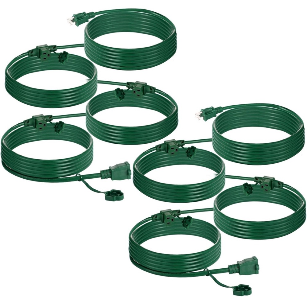 2 Pcs 66 Ft 4 Outlets Outdoor Extension Cord